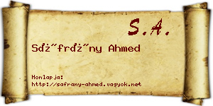 Sáfrány Ahmed névjegykártya